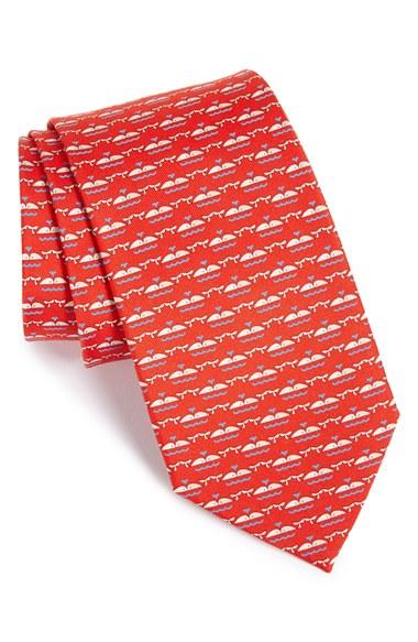 Men's Salvatore Ferragamo Whale Print Silk Tie, Size - Yellow