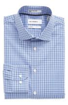 Men's Calibrate Trim Fit Non-iron Check Dress Shirt .5 32/33 - Blue