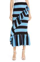 Women's Kenzo Ruffle Trim Ribbed Stripe Skirt