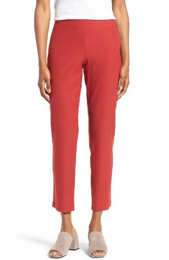 Women's Eileen Fisher Stretch Crepe Slim Ankle Pants, Size - Red