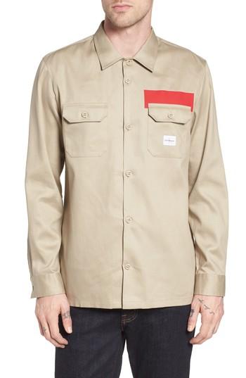 Men's Calvin Klein Jeans Placement Stripe Utility Shirt - Beige