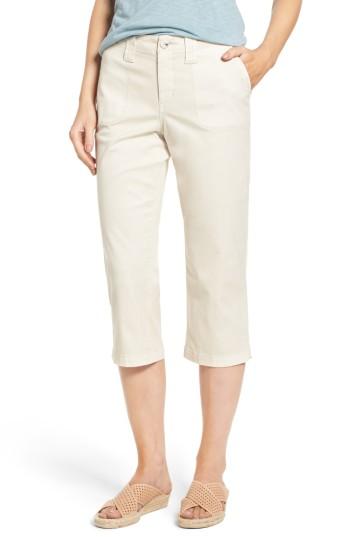 Petite Women's Nydj Stretch Cotton Crop Pants P - Beige