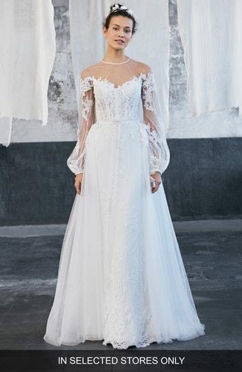 Women's Inmaculada Garcia Tecate Puff Sleeve Tulle Ballgown With Overskirt, Size In Store Only - Ivory