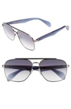 Men's Rag & Bone 60mm Gradient Navigator Sunglasses - Ruthenium Blue/ Grey