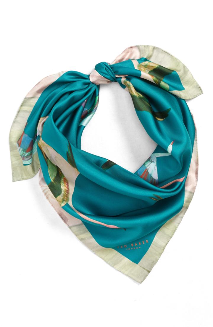 Women's Ted Baker London Wonderland Flight Silk Scarf, Size - Blue/green