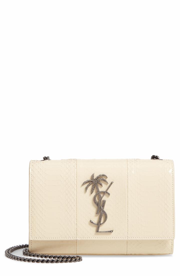 Saint Laurent Small Kate Genuine Snakeskin Shoulder Bag - Beige