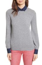 Women's Joie Bahiti Woven Trim Wool & Cashmere Sweater - Grey