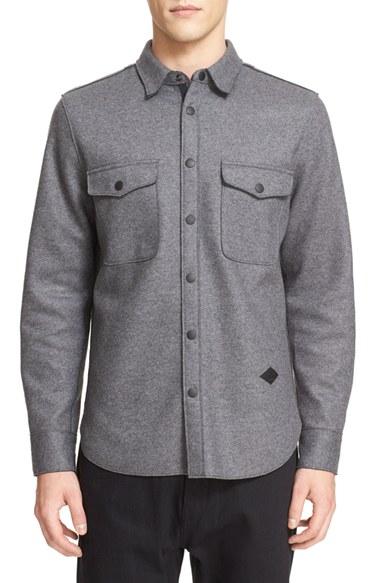 Men's Rag & Bone 'jack' Trim Fit Raw Edge Wool Blend Shirt