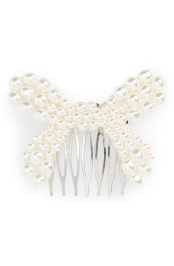 Simone Rocha Imitation Pearl Bow Hair Comb, Size - Metallic
