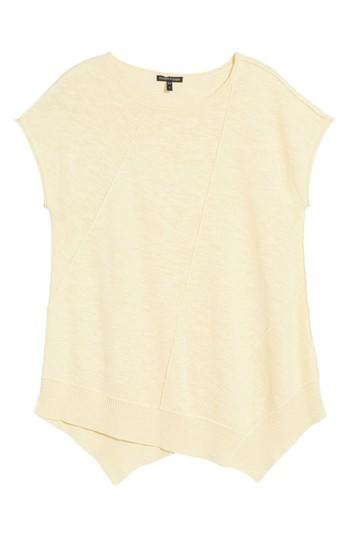 Women's Eileen Fisher Cap Sleeve Organic Linen & Cotton Scoop Neck Top, Size - Beige