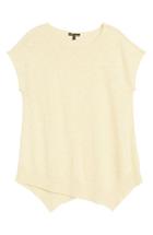 Women's Eileen Fisher Cap Sleeve Organic Linen & Cotton Scoop Neck Top, Size - Beige