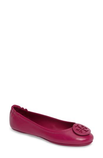 Women's Tory Burch 'minnie' Travel Ballet Flat M - Burgundy