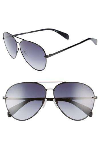 Women's Rag & Bone 63mm Oversize Aviator Sunglasses - Black