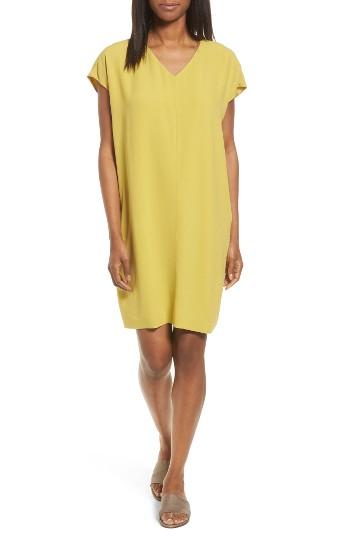 Women's Eileen Fisher Silk Shift Dress, Size - Green