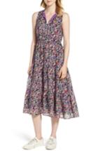 Women's Nordstrom Signature Tiered Floral Silk Dress - Ivory