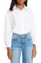 Women's Frame Tie Cuff Cotton Shirt - White