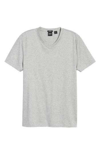 Men's Boss Teal Slim Fit V-neck T-shirt - Grey