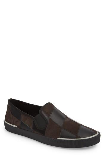 Men's Lanvin Diamond Patchwork Slip-on Sneaker Us / 10uk - Black