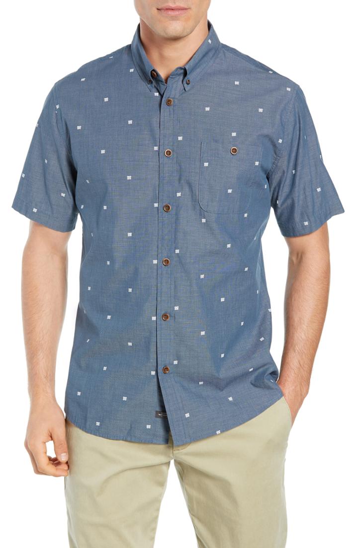 Men's Quiksilver Waterman Collection Regular Fit Geo Sport Shirt, Size - Blue