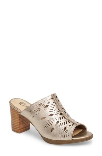 Women's Bella Vita Lark Laser Perforated Slide Sandal N - Metallic