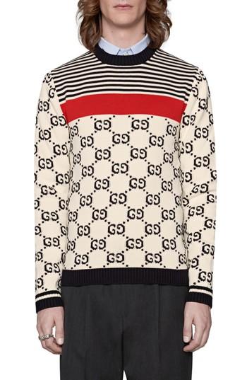 Men's Gucci Gg Pattern Crewneck Sweater - None