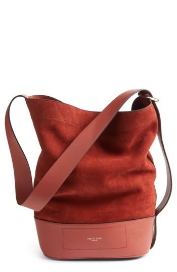 Rag And Bone Walker Sling Leather & Suede Bucket Bag - Red