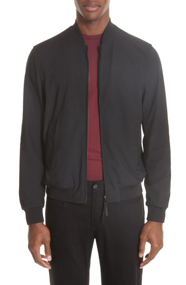 Men's Emporio Armani Techno Stretch Bomber Jacket Us / 50 Eu R - Black