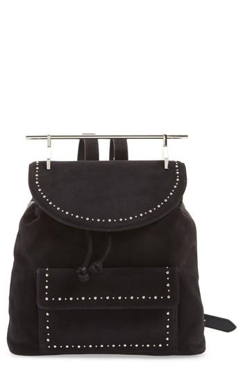 M2malletier Mini Studded Suede Backpack - Black