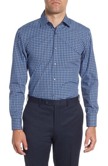 Men's Boss Sharp Fit Plaid Dress Shirt .5r - Blue
