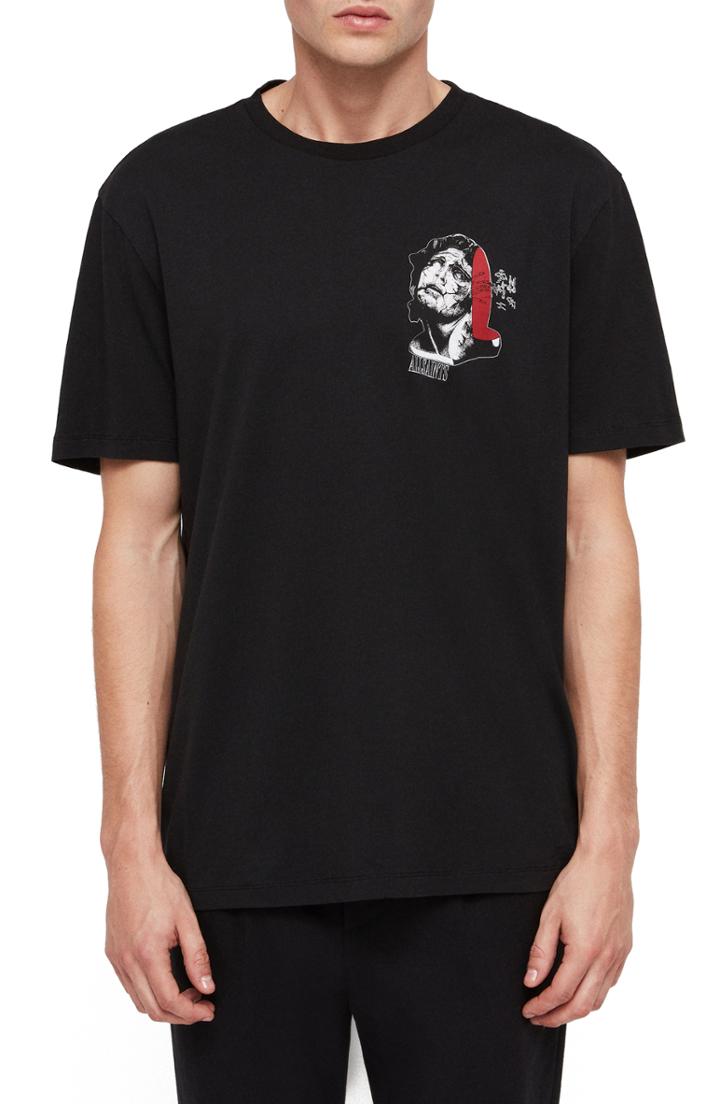Men's Allsaints Cracked Graphic T-shirt - Black