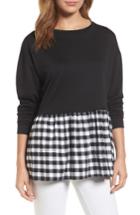 Women's Caslon Poplin Peplum Hem Sweatshirt - Black