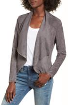 Women's Blanknyc Drape Front Faux Suede Jacket - Grey