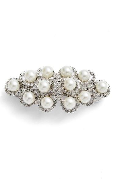 Tasha Crystal & Bead Barrette, Size - Metallic