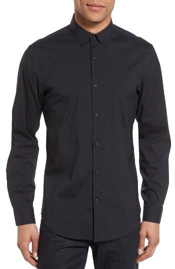 Men's Calibrate Trim Fit Stretch Woven Sport Shirt - Black