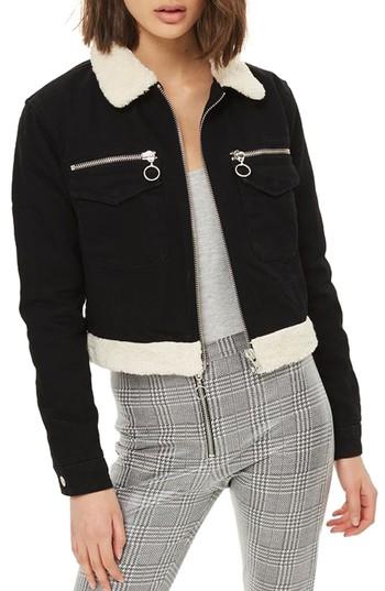 Women's Topshop Coated Check Treggings Us (fits Like 0-2) - Black