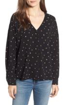 Women's All In Favor Print Button Up Blouse - Black