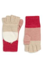 Women's Kate Spade New York Brushed Knit Colorblock Pop Top Mittens, Size - Pink