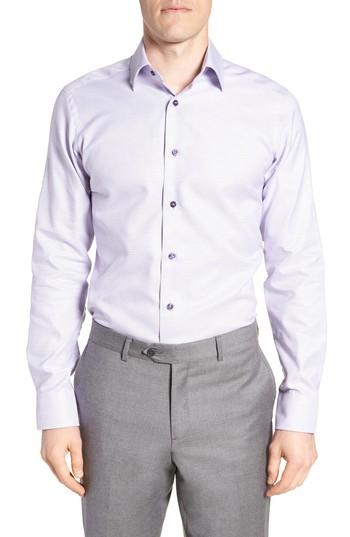 Men's David Donahue Slim Fit Check Dress Shirt .5 - 34/35 - Purple