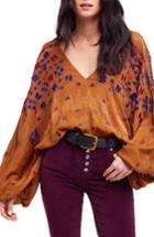 Women's Free People Music In Time Embroidered Top - Brown