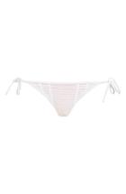 Women's Topshop Sheer Stripe Tie Bikini Bottom Us (fits Like 0-2) - White