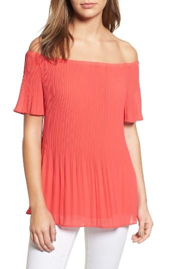 Women's Michael Michael Kors Off The Shoulder Pleat Top - Coral
