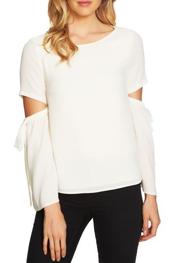 Women's Cece Split Cutout Sleeve Bow Top - Ivory