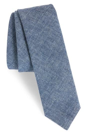 Men's Eleventy Marled Cotton Skinny Tie, Size - Blue