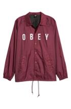 Men's Obey Anyway Snap Front Hooded Coach's Jacket, Size - Purple