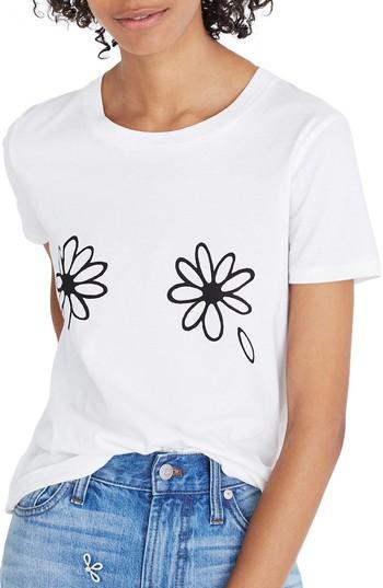 Women's Madewell Daisies Graphic Tee, Size - White
