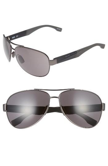 Men's Boss 65mm Aviator Sunglasses - Grey Black/ Grey
