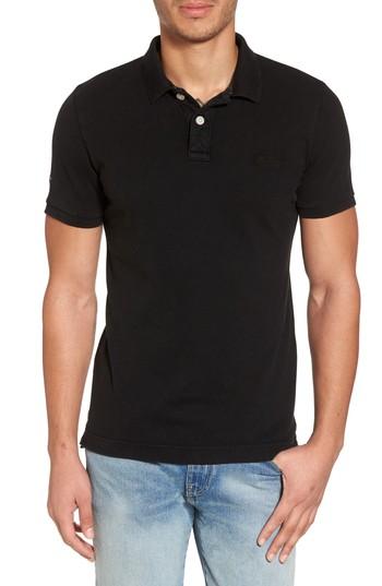 Men's Superdry Vintage Destroy Pique Polo - Black