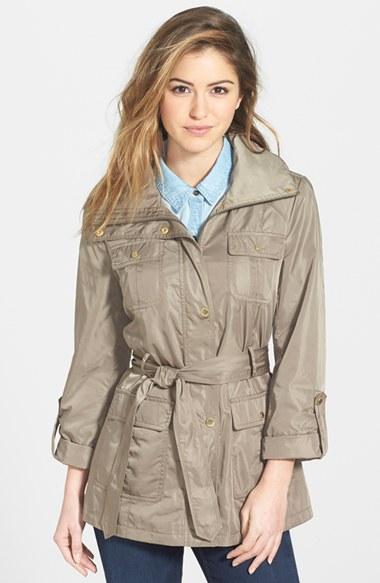 Women's Ellen Tracy Techno Short Trench Coat - Green