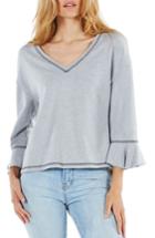 Women's Michael Stars Ruffle Sleeve Reversible Sweatshirt - Grey