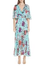 Women's Fuzzi Floral Tulle Ruffle Maxi Dress - Blue